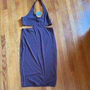 H&M Halter Cutout Midi Dress - Dark Purple